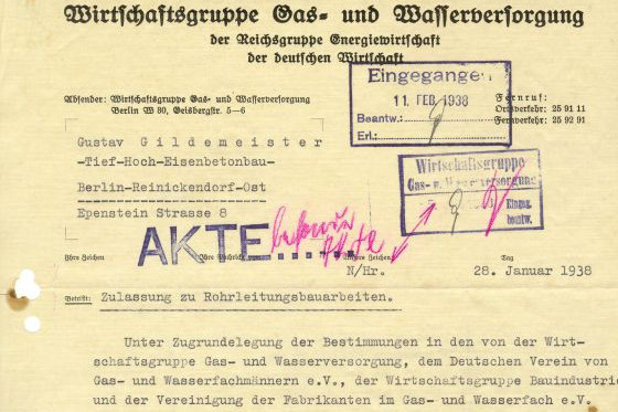 DVGW-Zulassung zu Rohrleitungsbauarbeiten (1938)