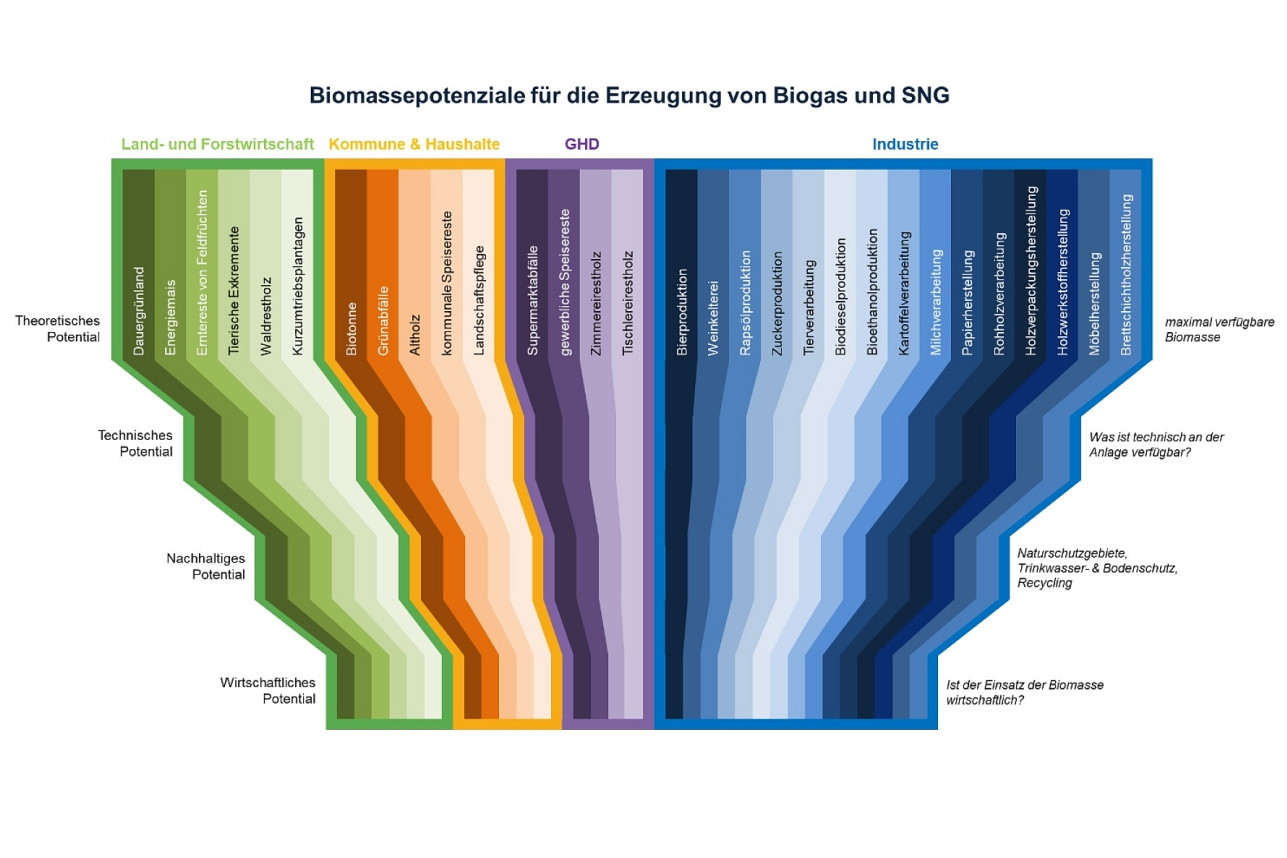 Biomassepotenzial für die Erzeugung von Biogasen und SNG