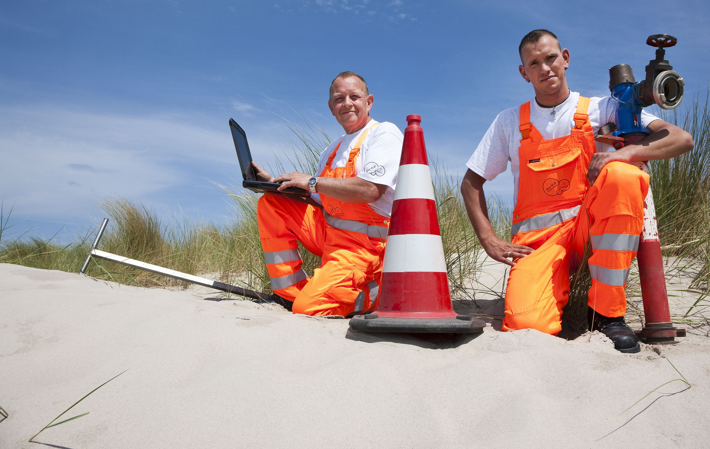 Arbeiter von EURAWASSER am Ostseestrand in der Düne