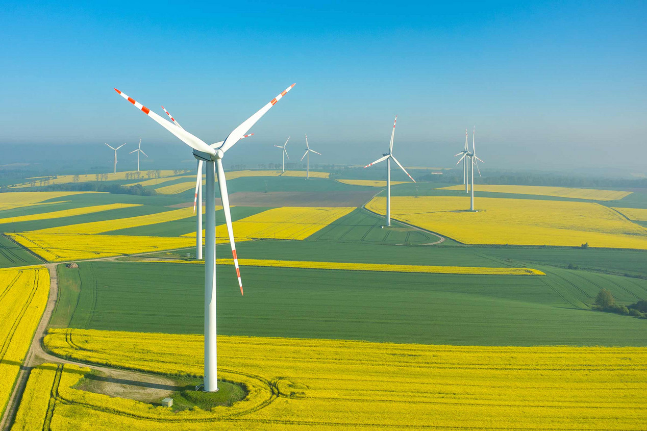 Windkraftanlagen aus der Vogelperspektive